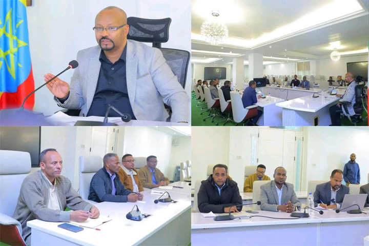 ርዕሰ መስተዳድር  እንዳሻዉ ጣሰዉ( ዶ/ር ) የከተማ ልማትና ኮንስትራክሽን ቢሮን የሥራ ዘርፎች ሪፎርም  ለማድረግ በቀረቡ ጥናቶች ላይ ከቢሮዉ አመራሮች ጋር እየተወያዩ ነዉ፣